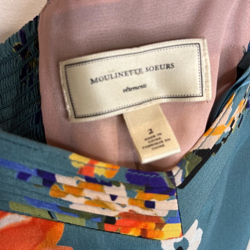 Moulinette Soeurs Teal Floral Dress - Picture 7 of 10